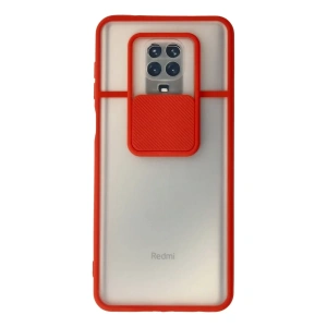 Xiaomi Redmi Note 9 Pro Kılıf Palm Buzlu Kamera Sürgülü Silikon - Kırmızı