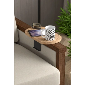 Yan Sehpa Ayarlanabilir Tepsi OVAL Dekoratif Modern Yatay Dikey Koltuk Sehpası CEVİZ