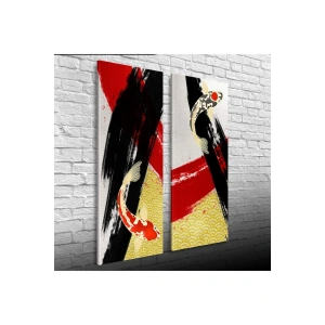 Ying Yang Iki Parça Canvas Tablo (30x70)