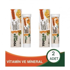 Youplus Pro Vitamin C D Çinko Propolis 15 Efervesan Tablet 2 Adet