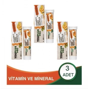 Youplus Pro Vitamin C D Çinko Propolis 15 Efervesan Tablet 3 Adet