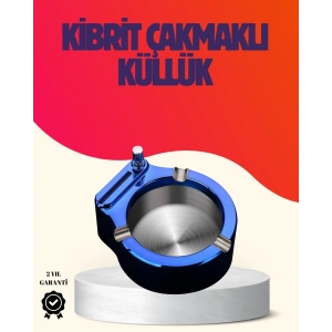 Yuvarlak Metal Küllük Çakmak Entegreli Dayanıklı Yapı