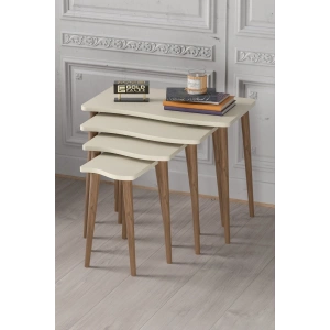Zigon Sehpa Ahşap 4lü Krem KR