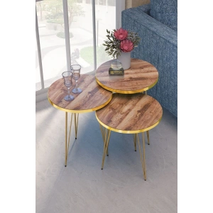Zigon Sehpa Gold Ceviz Tel
