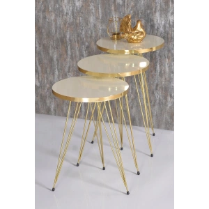 Zigon Sehpa Gold Krem Tel