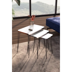 Zigon Sehpa Kr Gümüş Beyaz Tel Siyah Ayak