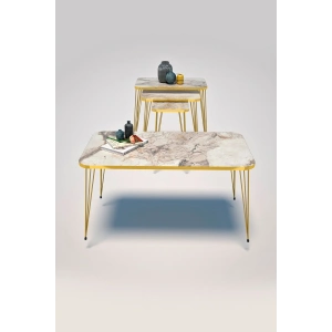 Zigon Sehpa Kr Ve Orta Sehpa Kr Set Gold Efes Tel 1106