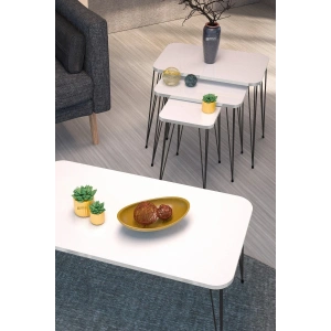 Zigon Sehpa Kr Ve Orta Sehpa Kr Set Siyah Ayak Beyaz Tel 1102
