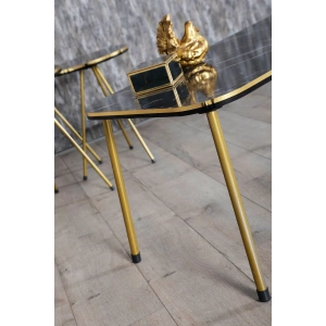 Zigon Sehpa Ve Orta Sehpa Kr Set Çift Gold Bendir Metal