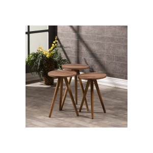 Zigon Sehpa Ve Orta Sehpa Kr Torna Ceviz Set 3006