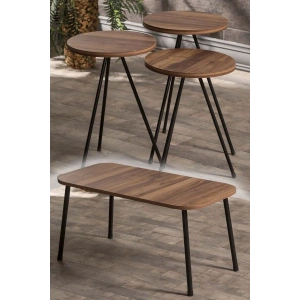 Zigon Sehpa Ve Orta Sehpa Set Kr Metal Ceviz