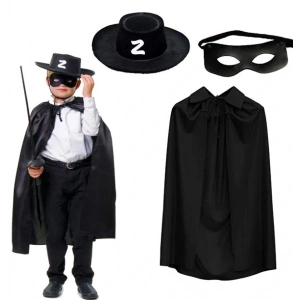 Zorro Pelerin Şapkası ve Maske Seti Çocuk Boy