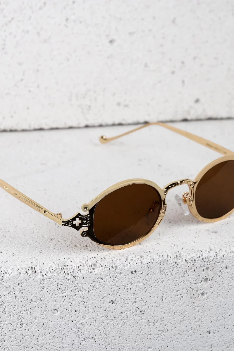 İşlemeli Gold Kahverengi Gözlük