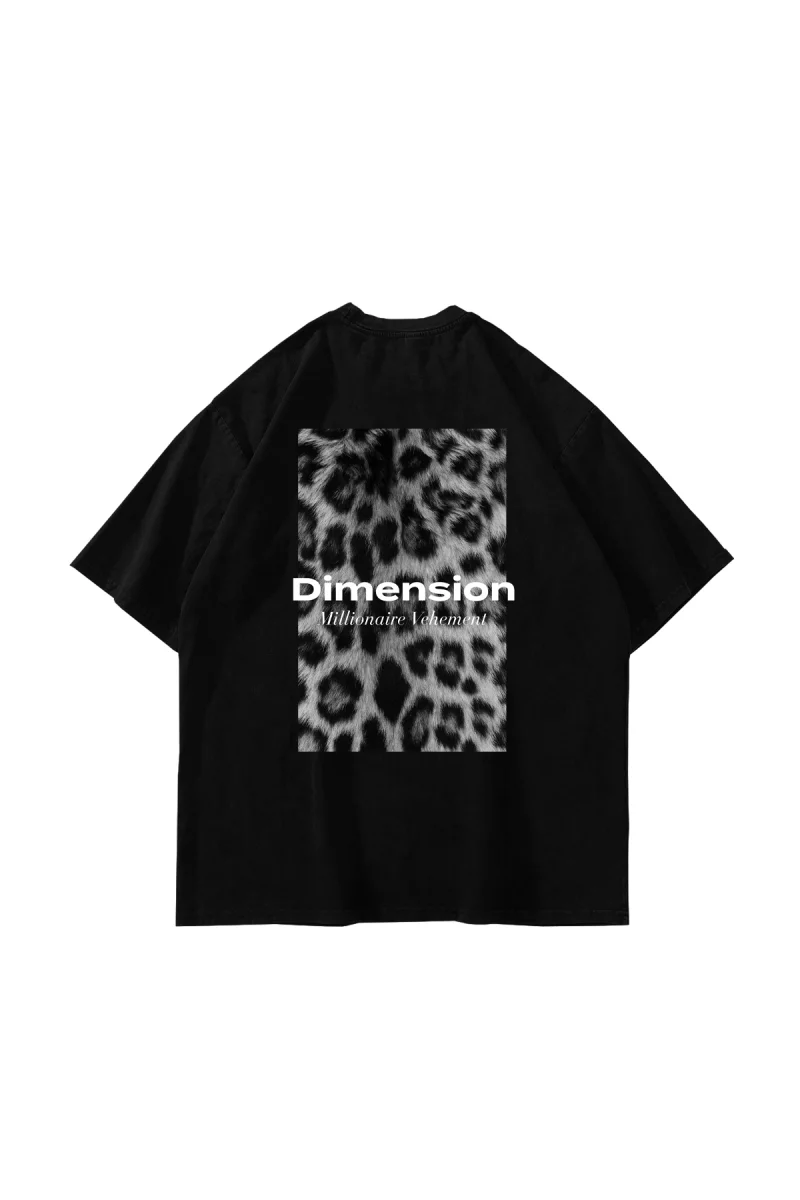 V2 Dimension Baskılı Hayvan Desenli 24/1 Oversize Unisex Siyah Tshirt