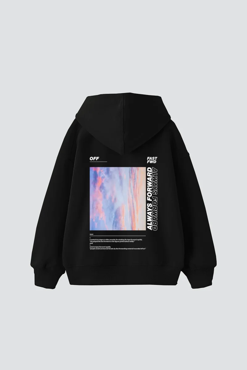 1989 Sırt Baskılı Oversize Unisex Premium Siyah Hoodie