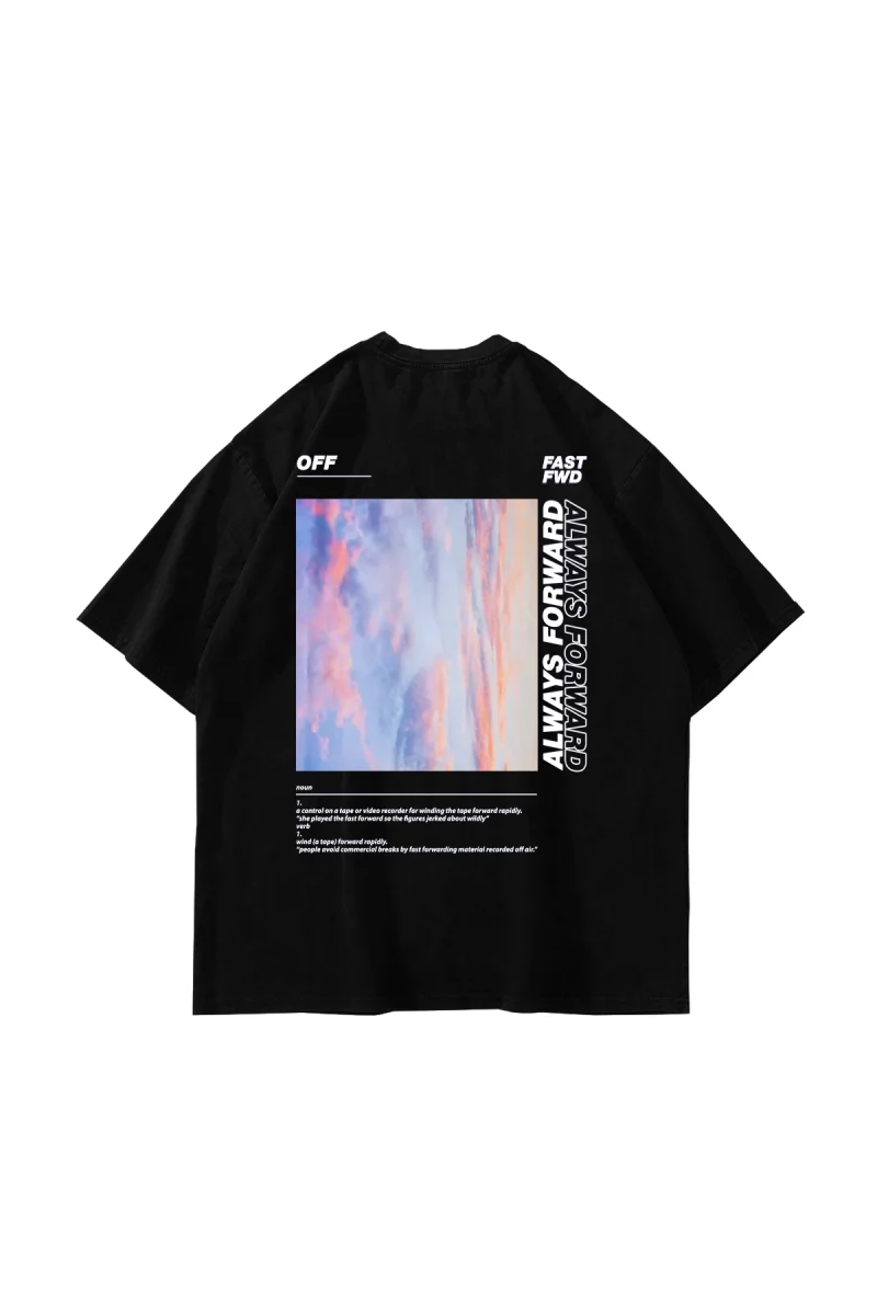 1989 Sırt Baskılı Oversize Unisex Siyah Tshirt