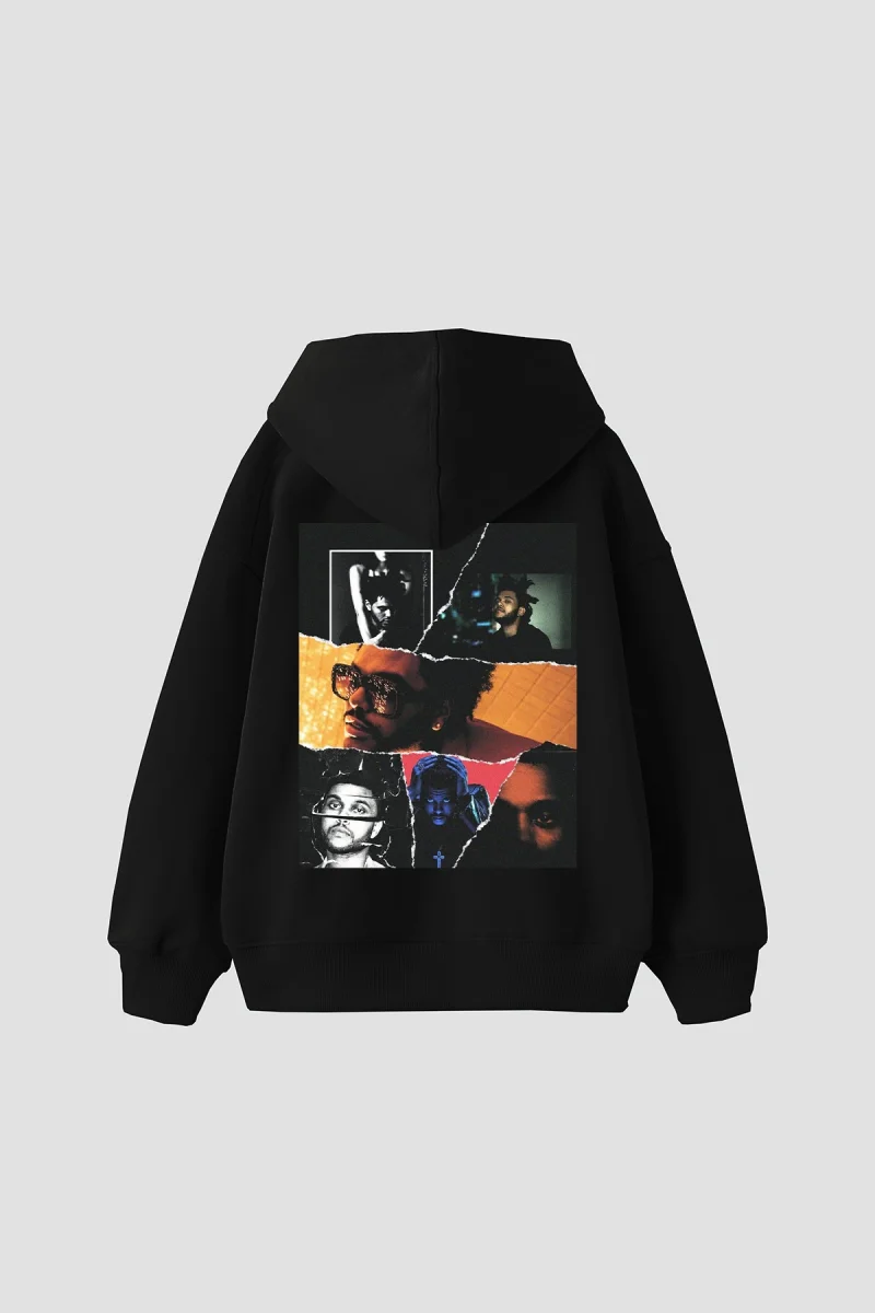 The Weeknd Baskılı Oversize Unisex Siyah Hoodie
