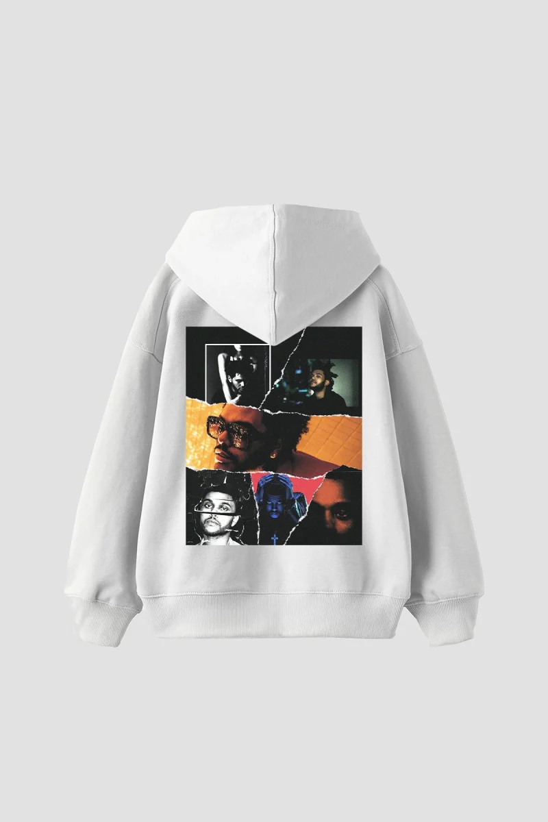 The Weeknd Baskılı Oversize Unisex Beyaz Hoodie