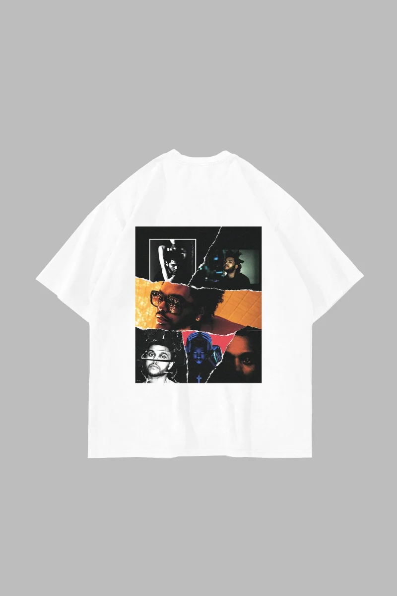 The Weeknd Baskılı Oversize Unisex Beyaz Tshirt