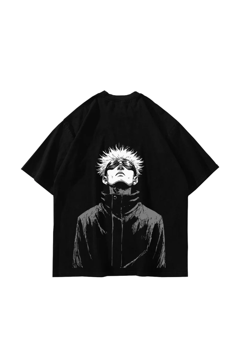 Satoru Gojo Baskılı Oversize Unisex Siyah Tshirt