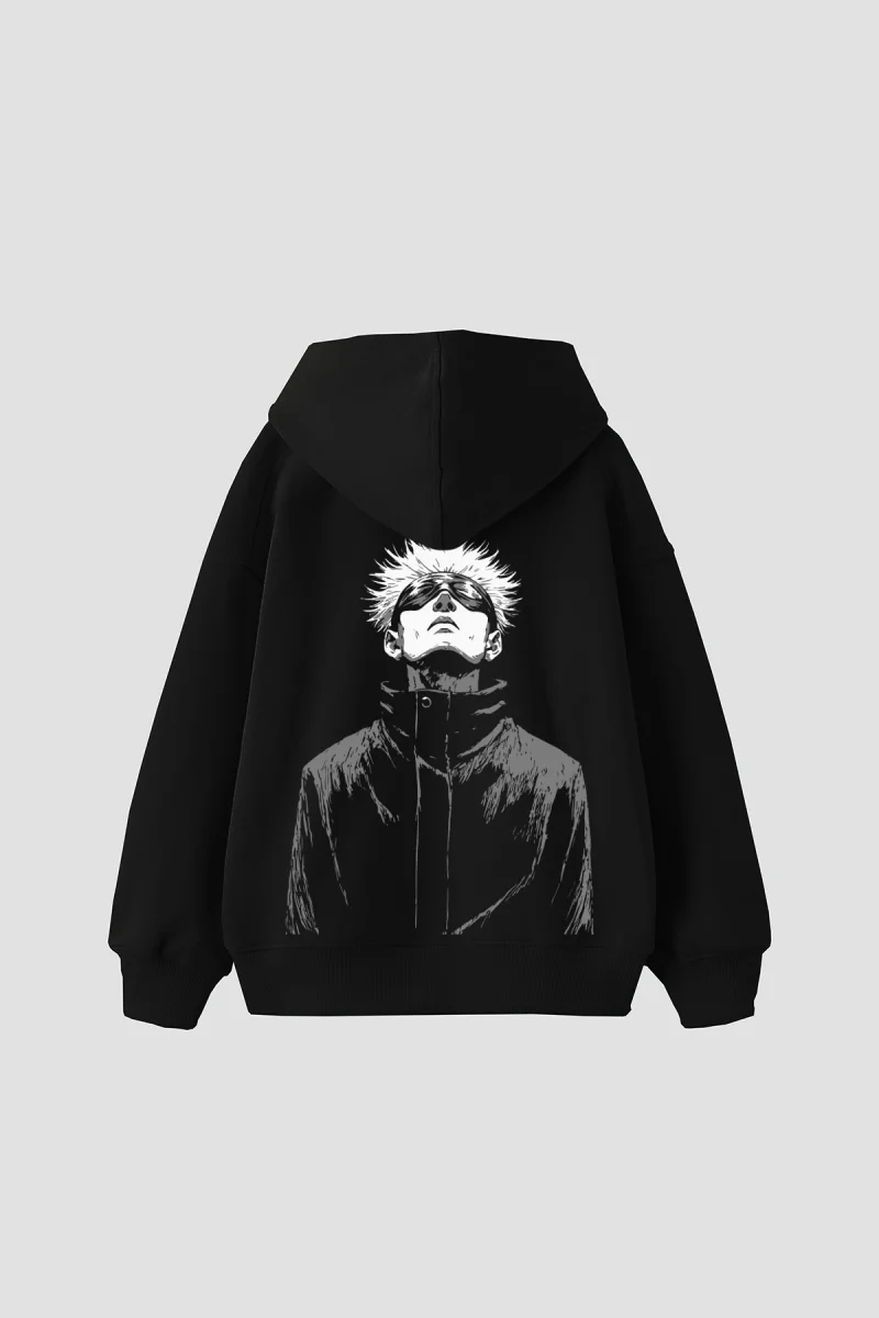 Satoru Gojo Baskılı Oversize Unisex Siyah Hoodie