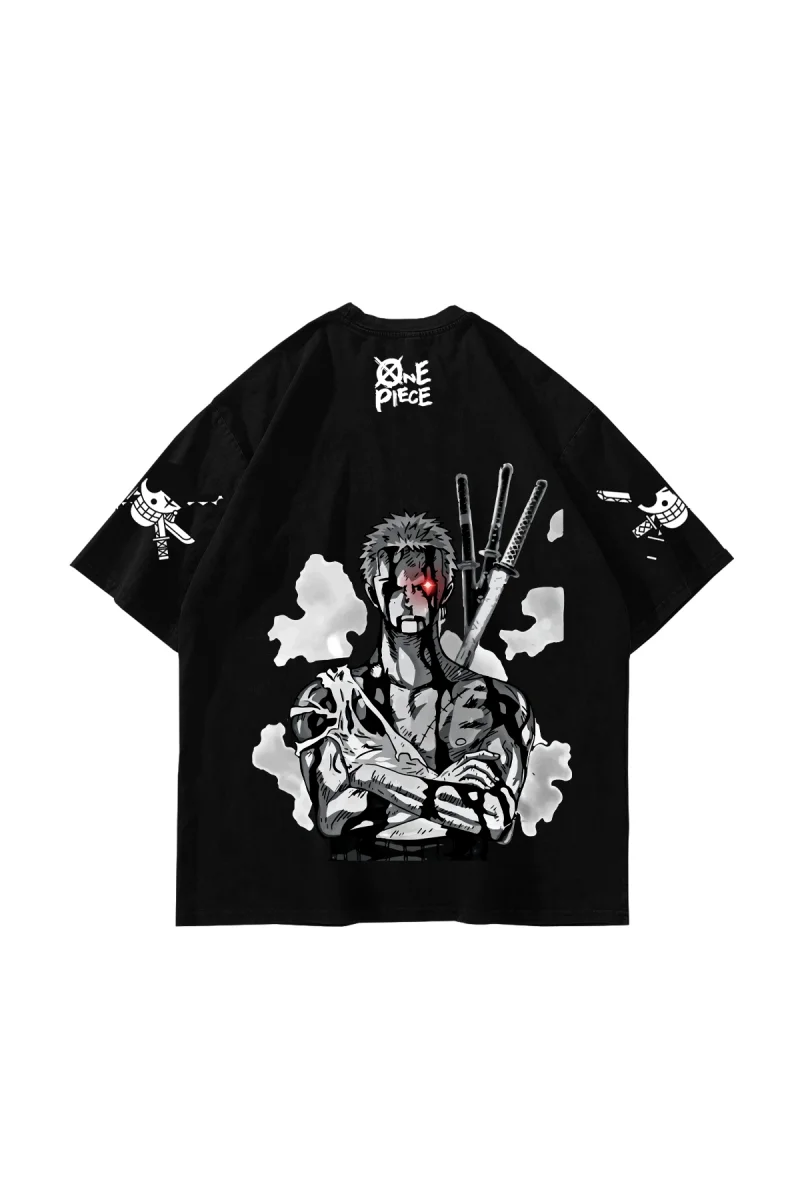 Roronoa Zoro Baskılı Oversize Unisex Siyah Tshirt