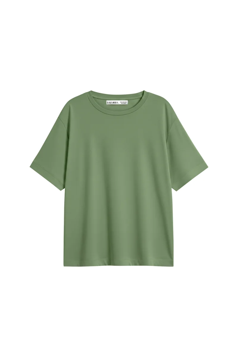 Basic Relaxed Fit Yeşil Kadın Tshirt