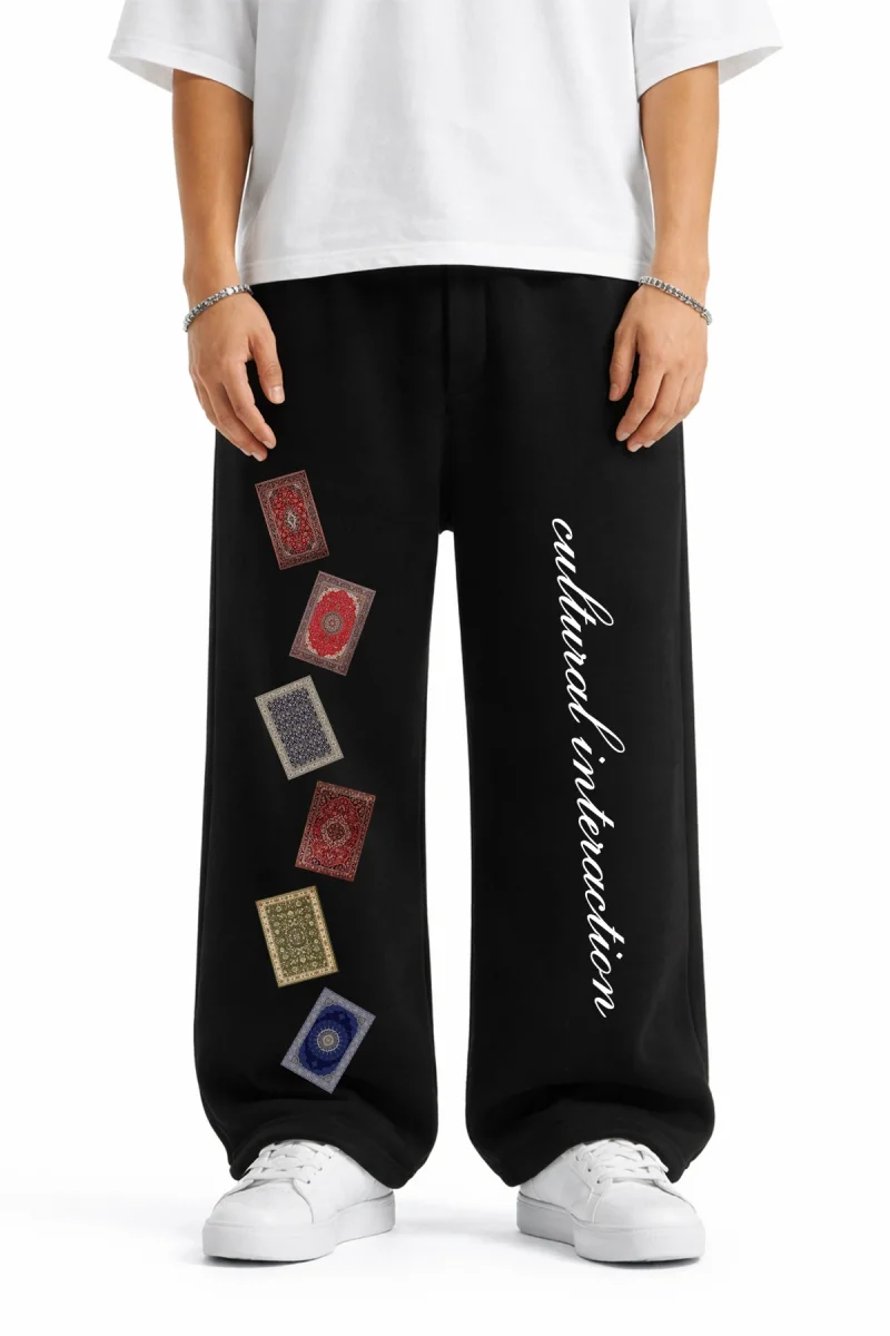 Premium Rugs Wide Leg Erkek Siyah Eşofman Altı