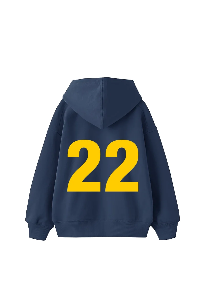 Flawless22 Baskılı Oversize Unisex İndigo Hoodie