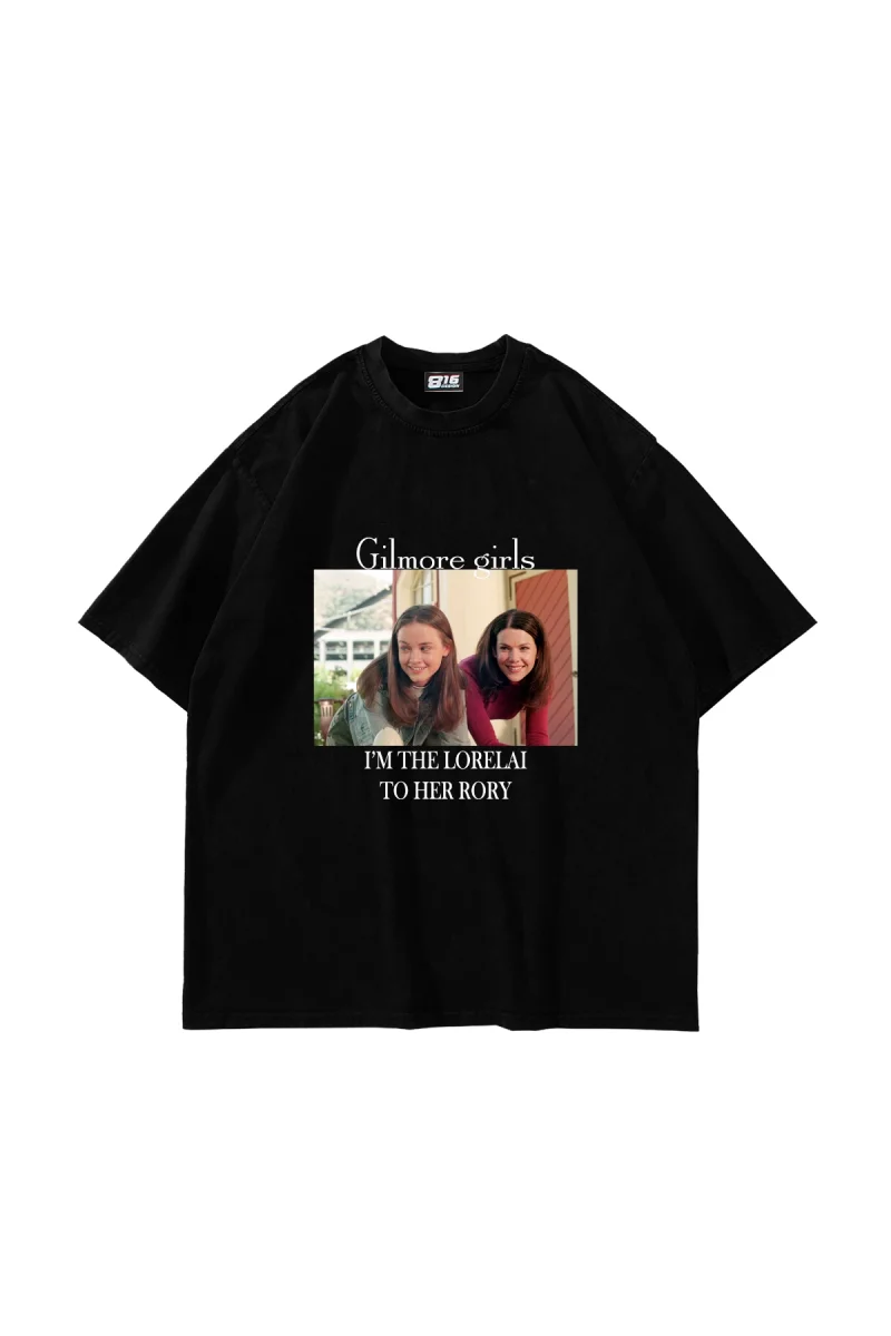 Gilmore Girls Baskılı Oversize Unisex Siyah Tshirt