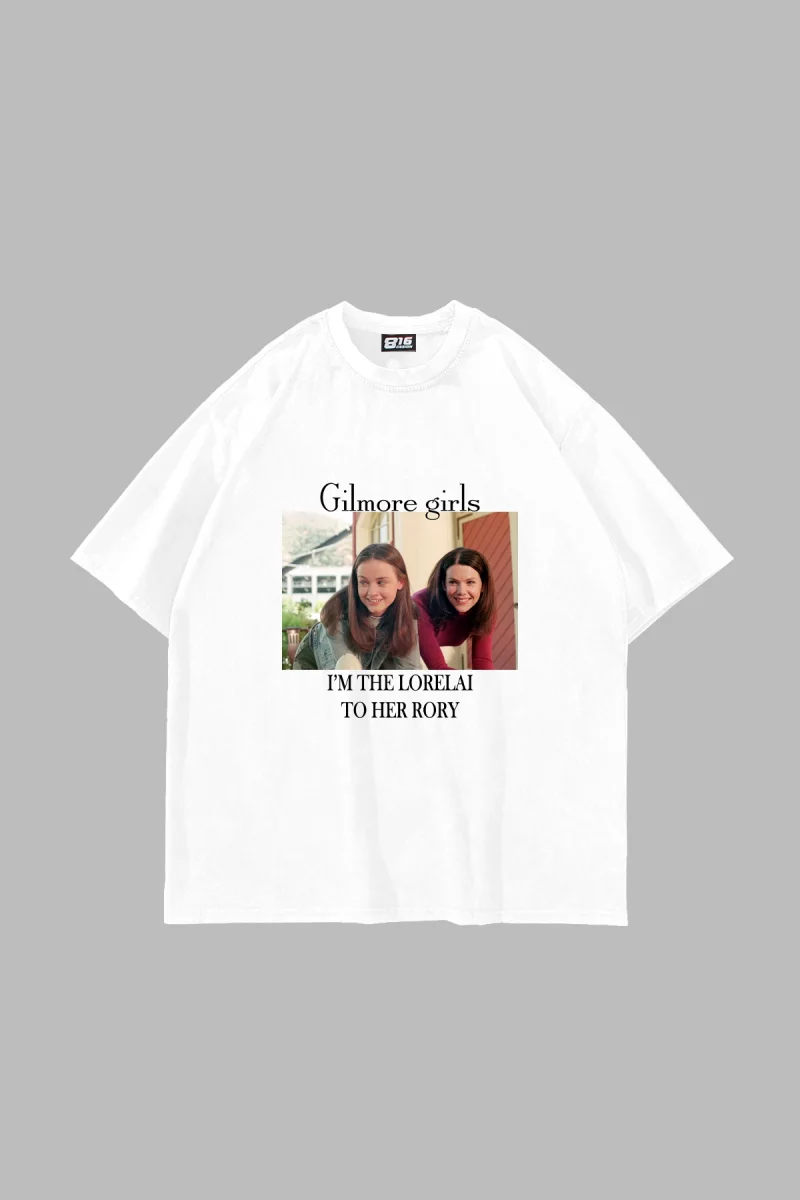 Gilmore Girls Baskılı Oversize Unisex Beyaz Tshirt