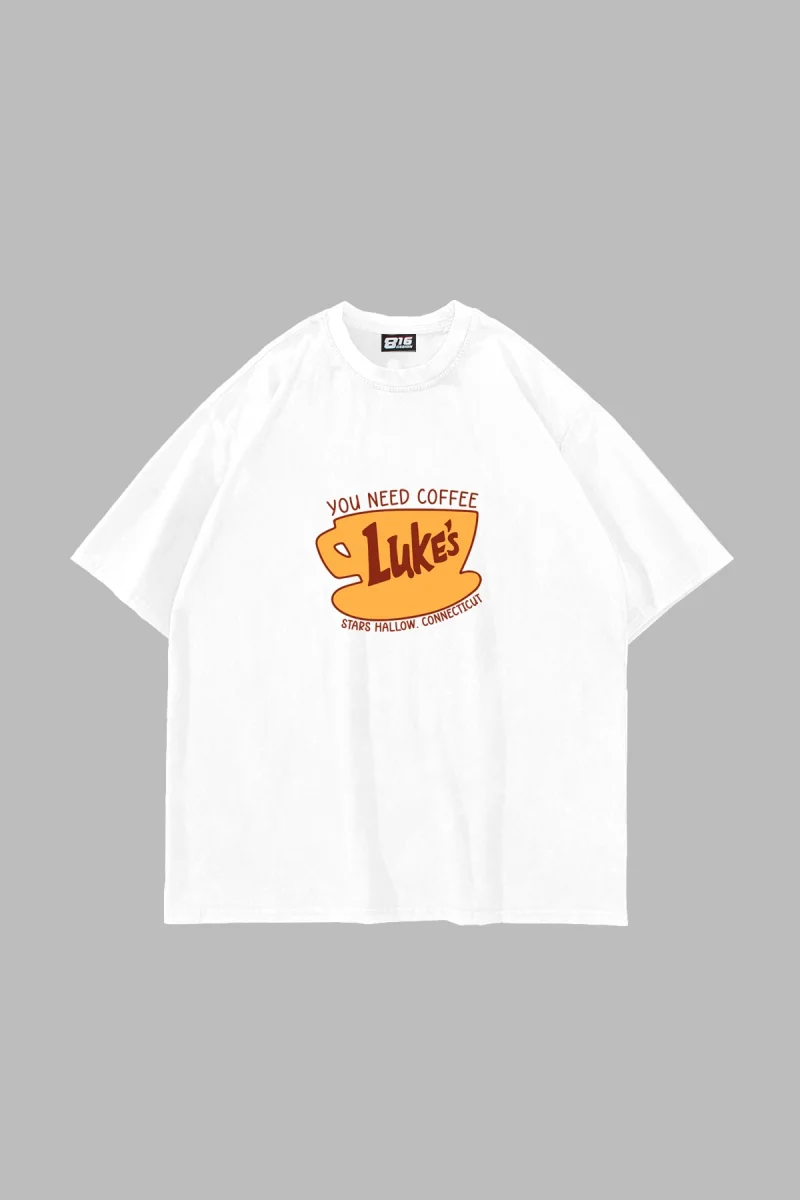 Lukes Baskılı Oversize Unisex Beyaz Tshirt