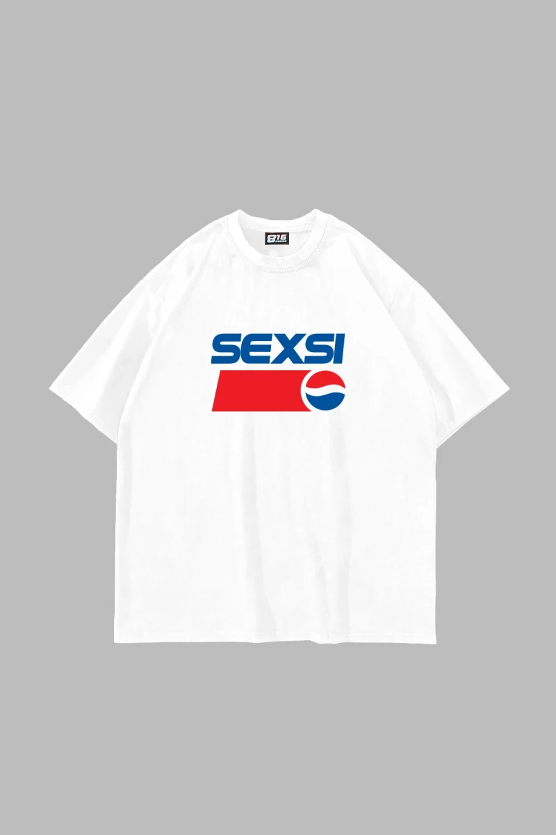 Sexsi Baskılı Oversize Unisex Beyaz Tshirt