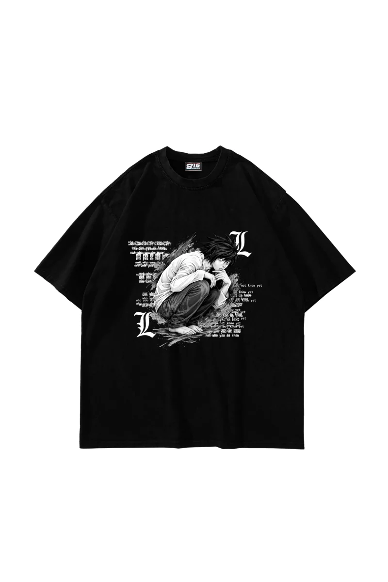 Death Note Baskılı Oversize Unisex Siyah Tshirt