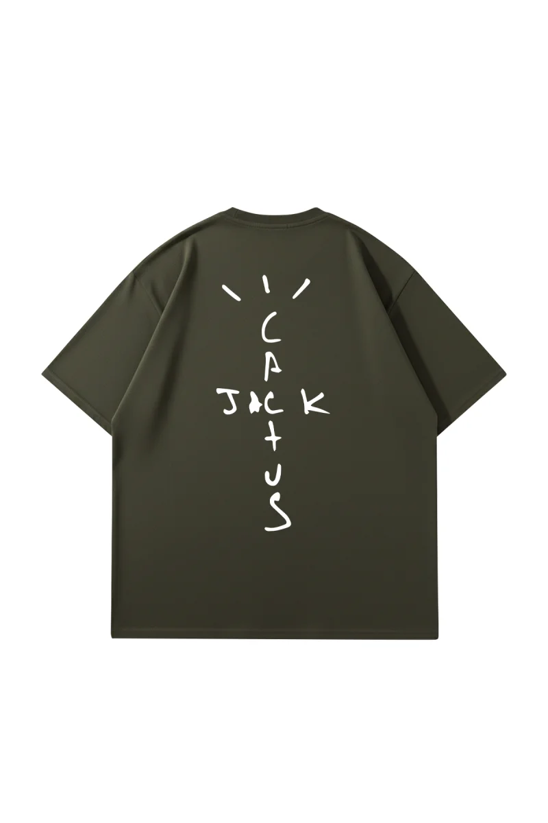 Utopia Cactus Jack Oversize Unisex Haki T-Shirt