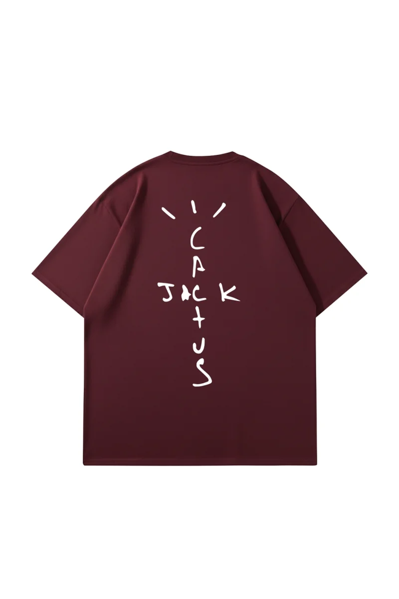 Utopia Cactus Jack Oversize Unisex Bordo T-Shirt