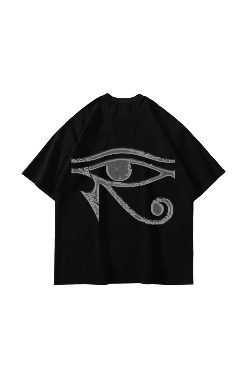 Eye Of Horus Baskılı Oversize Unisex Siyah Tshirt