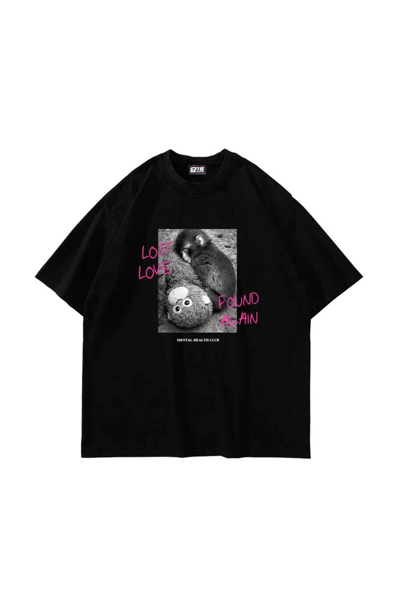 Love Lost Baskılı Oversize Unisex Siyah Tshirt