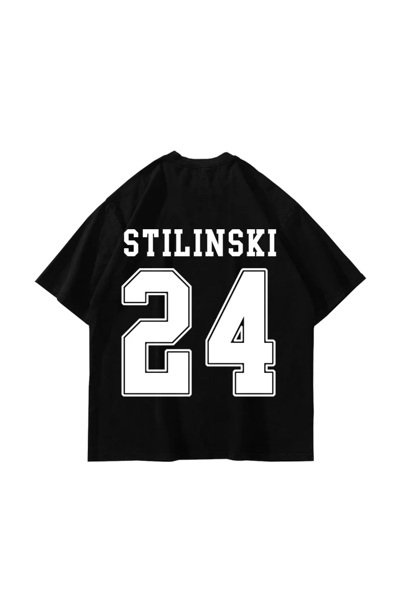 Stilinski Baskılı Oversize Unisex Siyah Tshirt