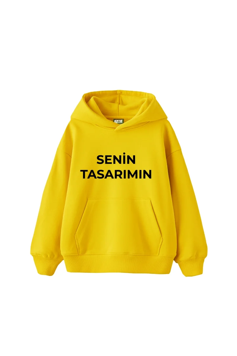 Özel Tasarım Basic Oversize Unisex Sarı Hoodie