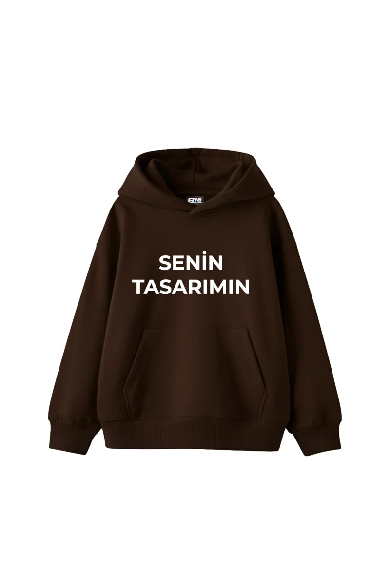 Özel Tasarım Basic Oversize Unisex Kahverengi Hoodie