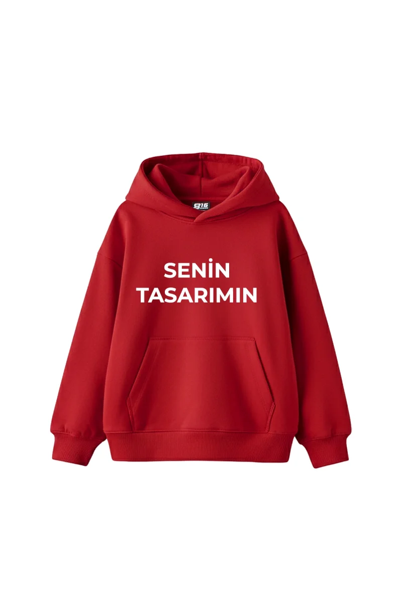 Özel Tasarım Basic Oversize Unisex Kırmızı Hoodie