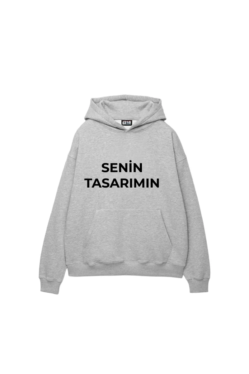 Özel Tasarım Basic Oversize Unisex Açık Gri Hoodie