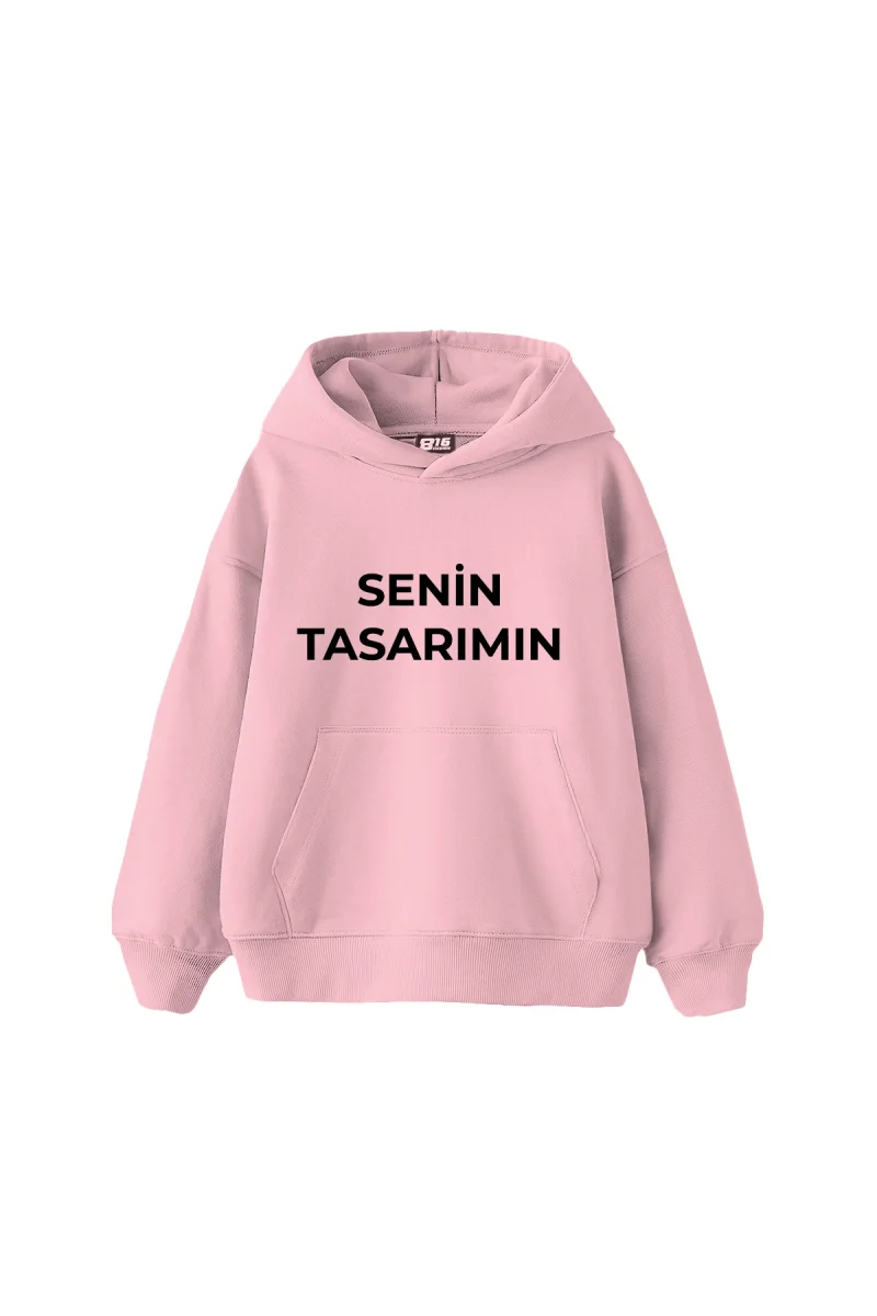 Özel Tasarım Basic Oversize Unisex Pembe Hoodie