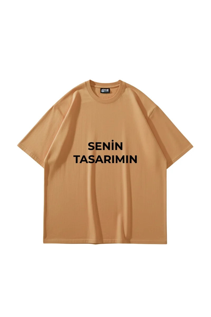 Özel Tasarım 816 Design Kahverengi Basic Premium Oversize Tshirt