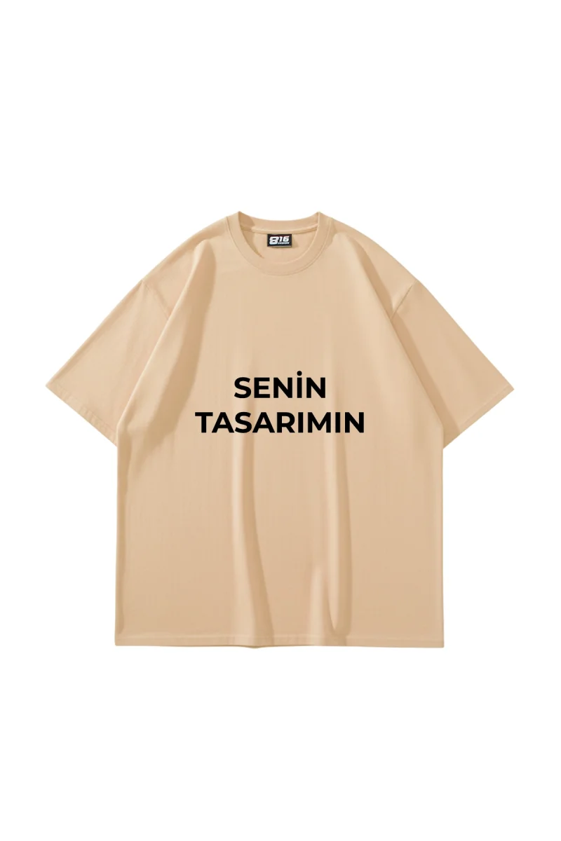 Özel Tasarım 816 Design Bej Basic Premium Oversize Tshirt