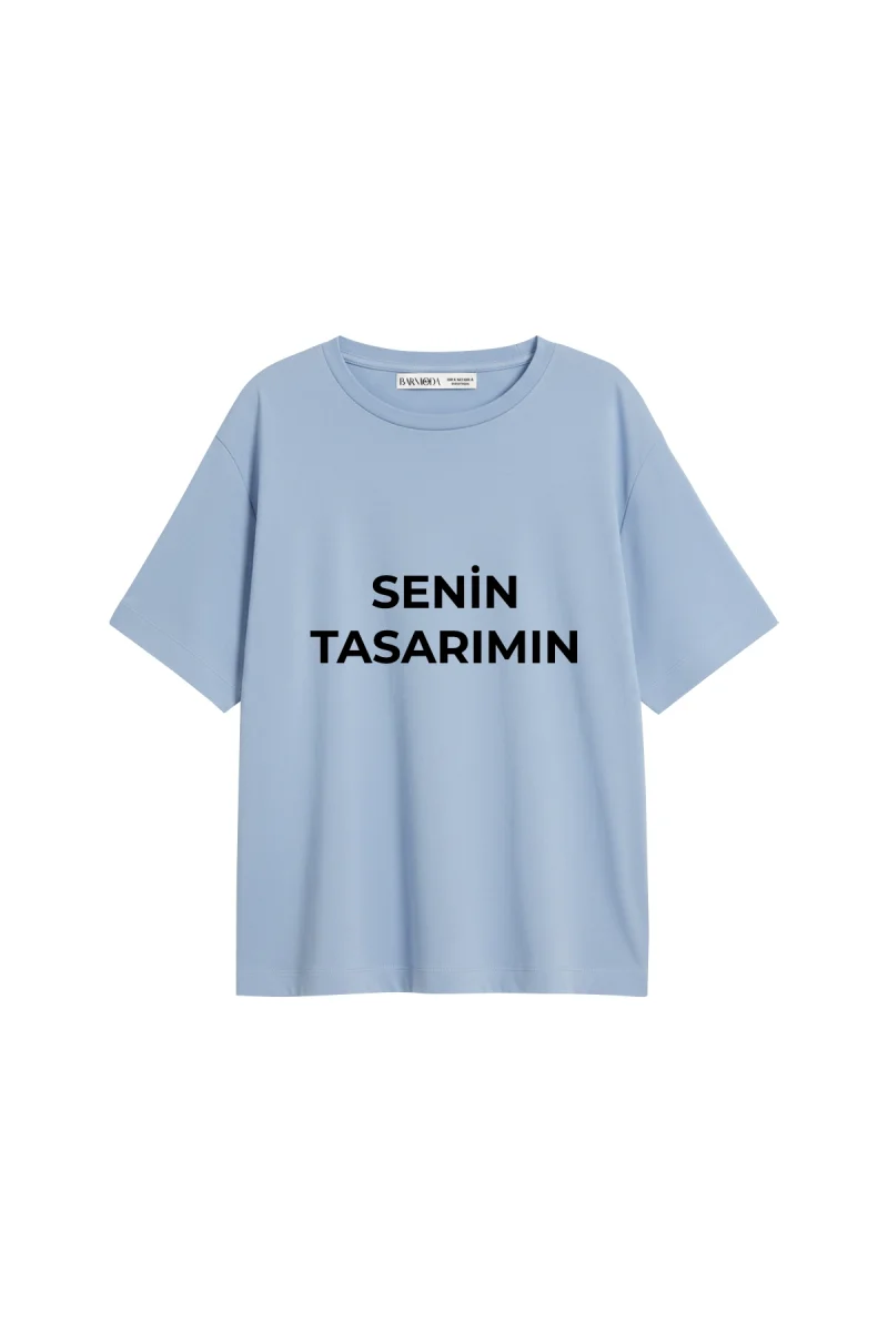 Özel Tasarım Basic Relaxed Fit Bebe Mavisi Kadın Tshirt