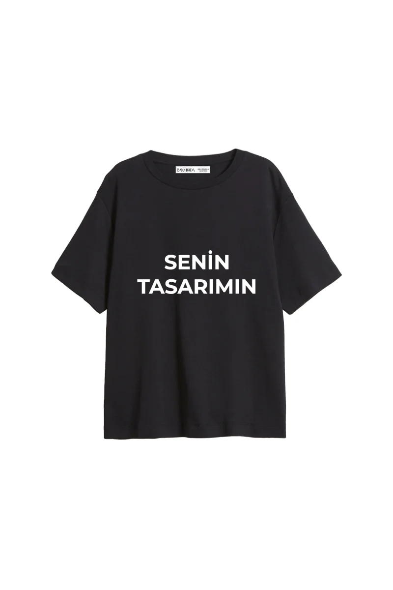 Özel Tasarım Basic Relaxed Fit Siyah Kadın Tshirt