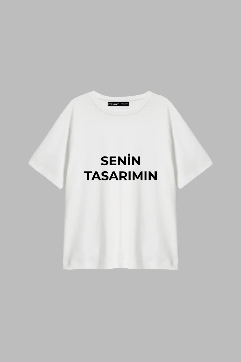Özel Tasarım Basic Relaxed Fit Beyaz Kadın Tshirt
