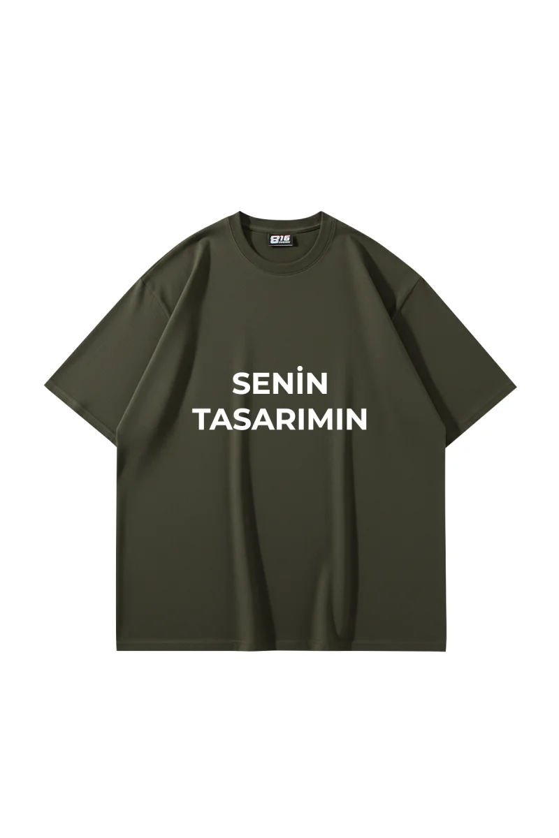 Özel Tasarım 816 Design Haki Basic Premium Oversize Tshirt